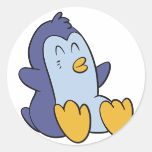 Happy Baby pinguin   achtergrondkleur kiezen Ronde Sticker