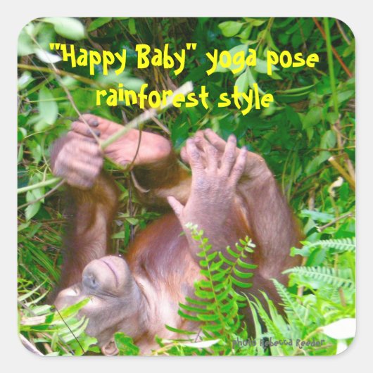 Happy Baby Rainforest Yoga Vierkante Sticker (Voorkant)