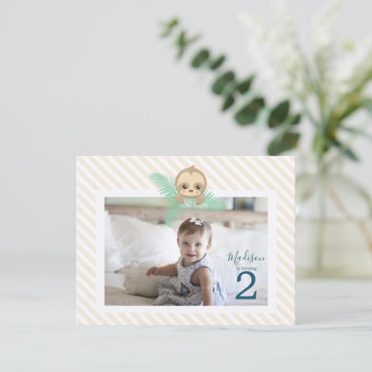 Happy Baby Sloth 2e verjaardag Kaart (Staand voorkant)