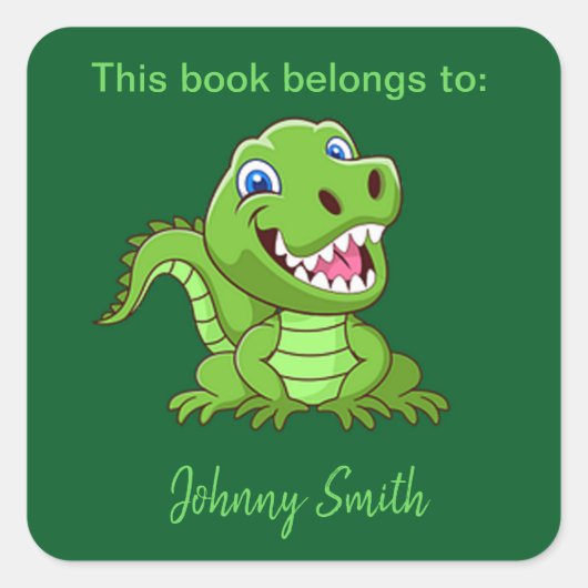 Happy Baby T-Rex Dinosaur Design Bookplate Sticker (Voorkant)