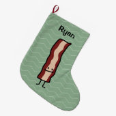Happy Bacon Smirk Classic Design Grote Kerstsok (Voorkant (Hangend))