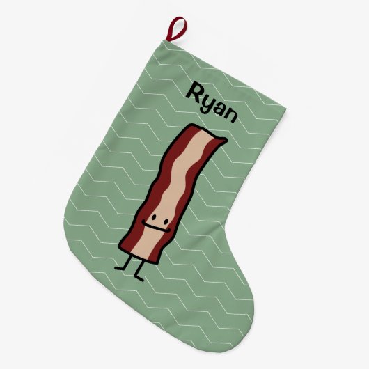 Happy Bacon Smirk Classic Design Grote Kerstsok (Voorkant (Hangend))