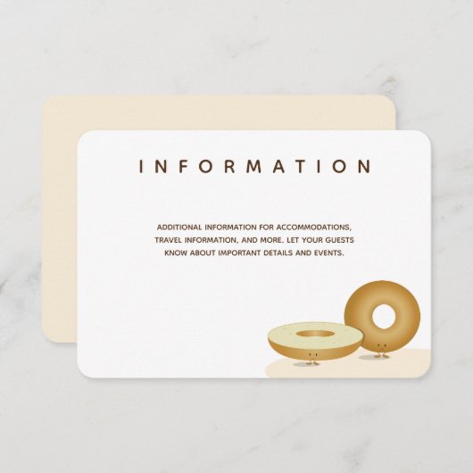 Happy Bagel Bruiloft Wit Bruin Cream Info Informatiekaartje (Voorkant / Achterkant)
