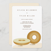 Happy Bagel Bruiloft Wit Bruin Crème Verticaal Kaart (Voorkant / Achterkant)