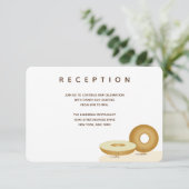 Happy Bagel Bruiloft Wit Bruin Receptie Cream Informatiekaartje (Staand voorkant)