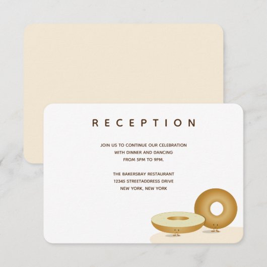 Happy Bagel Bruiloft Wit Bruin Receptie Cream Informatiekaartje (Voorkant / Achterkant)