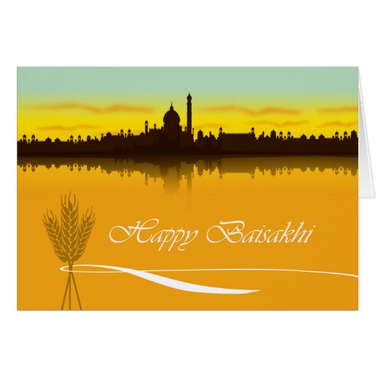 Happy Baisakhi, Cityscape Silhouette in India (Voorkant Horizontaal)