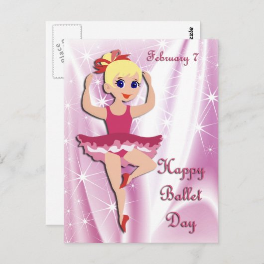 Happy Ballet Dag 7 februari Briefkaart (Voorkant / Achterkant)