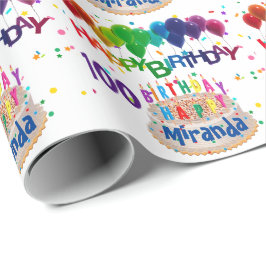 Happy Balloons Voeg naam toe Elke leeftijd Verjaar Cadeaupapier