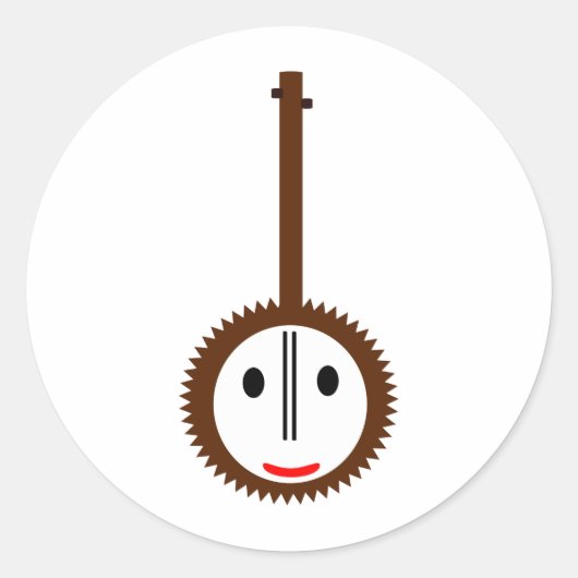 Happy Banjo Ronde Sticker (Voorkant)