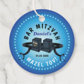Happy Bar Mitzvah 20XX Blue Decorative Bedankjes Labels (Achterkant)