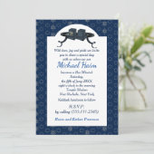 Happy Bar Mitzvah 20XX Blue Decorative Invitation Kaart (Staand voorkant)
