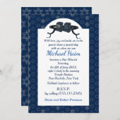 Happy Bar Mitzvah 20XX Blue Decorative Invitation Kaart (Voorkant / Achterkant)