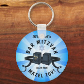 Happy Bar Mitzvah 20XX Blue Decorative Sleutelhanger (Voorkant)