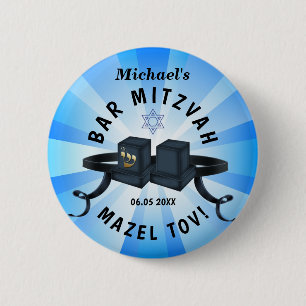 Happy Bar Mitzvah 20XX BlueDecorative Ronde Button 5,7 Cm