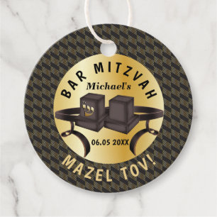 Happy Bar Mitzvah 20XX Gold Decoratief Bedankjes Labels