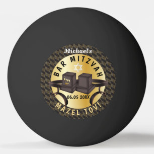 Happy Bar Mitzvah 20XX Gold Decoratief Pingpongbal