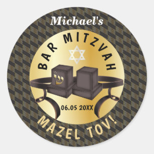 Happy Bar Mitzvah 20XX Gold Decoratief Ronde Sticker