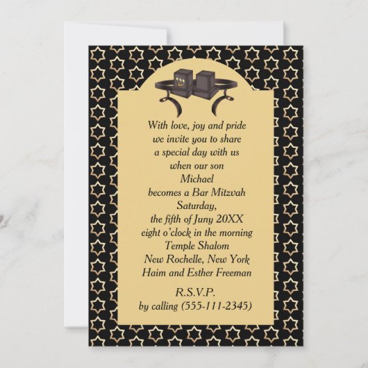 Happy Bar Mitzvah 20XX Gold Decorative Invitation Kaart (Voorkant)