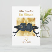 Happy Bar Mitzvah 20XX Gold Decorative Invitation Kaart (Staand voorkant)