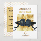 Happy Bar Mitzvah 20XX Gold Decorative Invitation Kaart (Voorkant / Achterkant)
