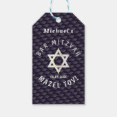 Happy Bar Mitzvah 20XX marineblauw stijlvol patroo Cadeaulabel (Voorkant)