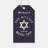 Happy Bar Mitzvah 20XX marineblauw stijlvol patroo Cadeaulabel (Achterkant)