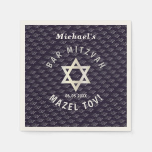 Happy Bar Mitzvah 20XX marineblauw stijlvol patroo Servet