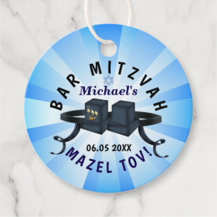Happy Bar Mitzvah 20XX Party Blue personaliseert Bedankjes Labels