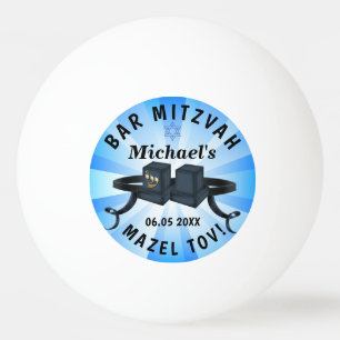 Happy Bar Mitzvah 20XX Party Blue personaliseert Pingpongbal
