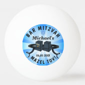 Happy Bar Mitzvah 20XX Party Blue personaliseert Pingpongbal (Achterkant)