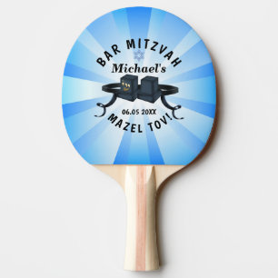Happy Bar Mitzvah 20XX Party Blue personaliseert Tafeltennisbatje