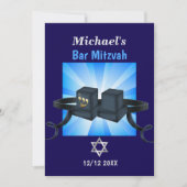 Happy Bar Mitzvah 20XX Tefillin Blauw Gepersonalis Feestdagenkaart (Voorkant)