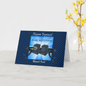 Happy Bar Mitzvah 20XX Tefillin Blue Invitation Kaart (Gele Bloem)