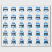 Happy Bar Mitzvah 20XX Tefillin Blue Star Cadeaupapier (Vlak)