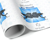 Happy Bar Mitzvah 20XX Tefillin Blue Star Cadeaupapier (Rol Hoek)
