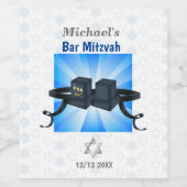 Happy Bar Mitzvah 20XX Tefillin Blue Wijn Etiket (Enkel label)