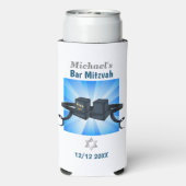 Happy Bar Mitzvah 20XX Tefillin Mazel Tov! Seltzer Blikjeskoeler (Seltzer Achterkant)