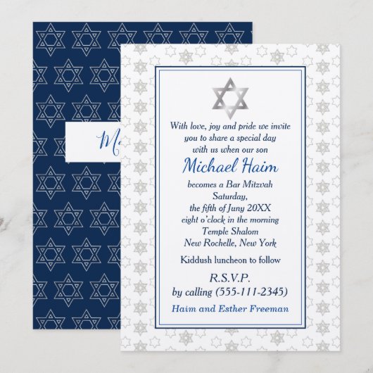 Happy Bar Mitzvah 20XX Tefillin Stylish Kaart (Voorkant / Achterkant)