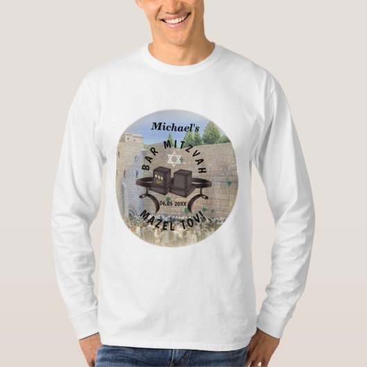 Happy Bar Mitzvah Jerusalem Kotel Westerne Muur T-shirt (Voorkant)