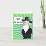 Happy Bar Mitzvah wenskaart - Funny Rabbi Kaart<br><div class="desc">Deze Bar Mitzvah-groet bevat een grappige cartoon rabbi die je een gelukkige bar mitzvah toewenst. Aan de achterkant is er een mooie joodse humor. De rabbijn is gekleed in formele orthodoxe joodse kleding en pet. Hij heeft een lange witte baard en Peye Sidecurls, gedragen door een aantal religieuze joden. Volgens...</div>