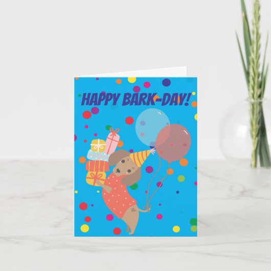 Happy Bark-Day Funny Teckel Verjaardag Kaart (Voorkant)