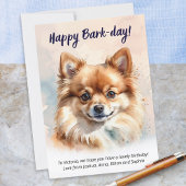 Happy Bark-day Waterverf Pommerse hondenverjaardag Kaart