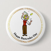 Happy Bartender Day Button - Cartoon Vrouw (Voorkant)