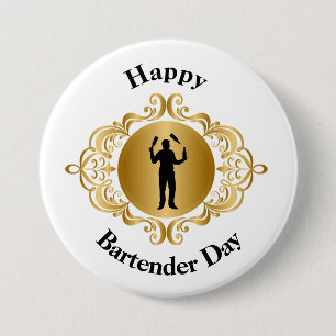 Happy Bartender Day Button voor mannelijke Bartend