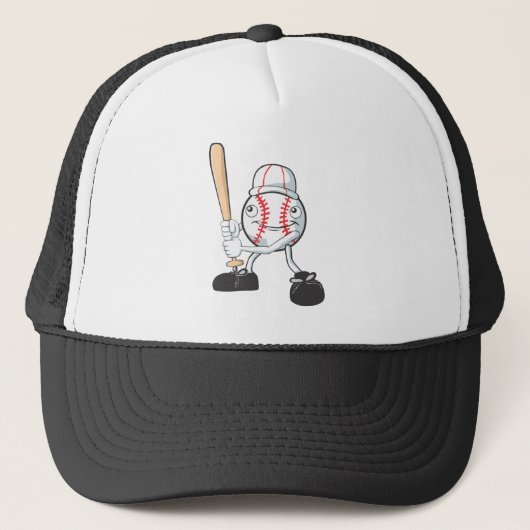 Happy Baseball-speler Trucker Pet (Voorkant)