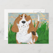 Happy Basset Hound Briefkaart (Voorkant / Achterkant)