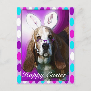 Happy Basset Hound Easter Greeting Briefkaart