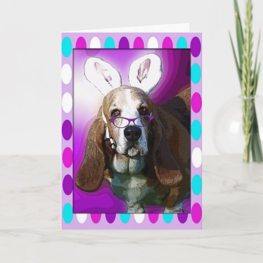 Happy Basset Hound Easter Greeting Feestdagen Kaart (Voorkant)