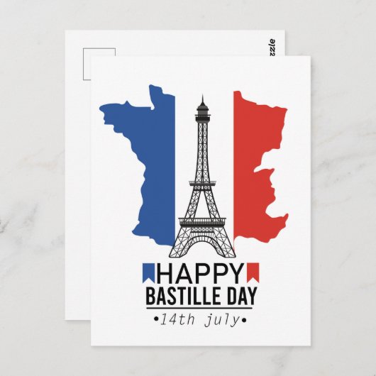 Happy Bastille Day Frankrijk Briefkaart (Voorkant / Achterkant)